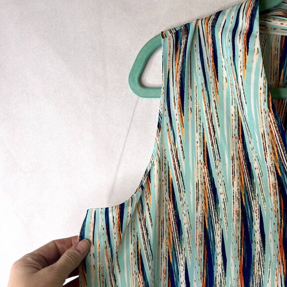 Worthington Colorful Abstract Print Sleeveless Vneck Tank Blouse Size XL - Picture 4 of 8